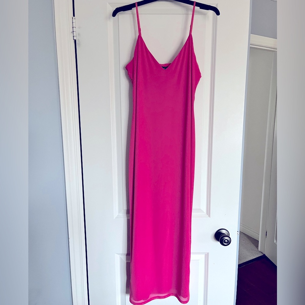 AFRM pink mesh long dress